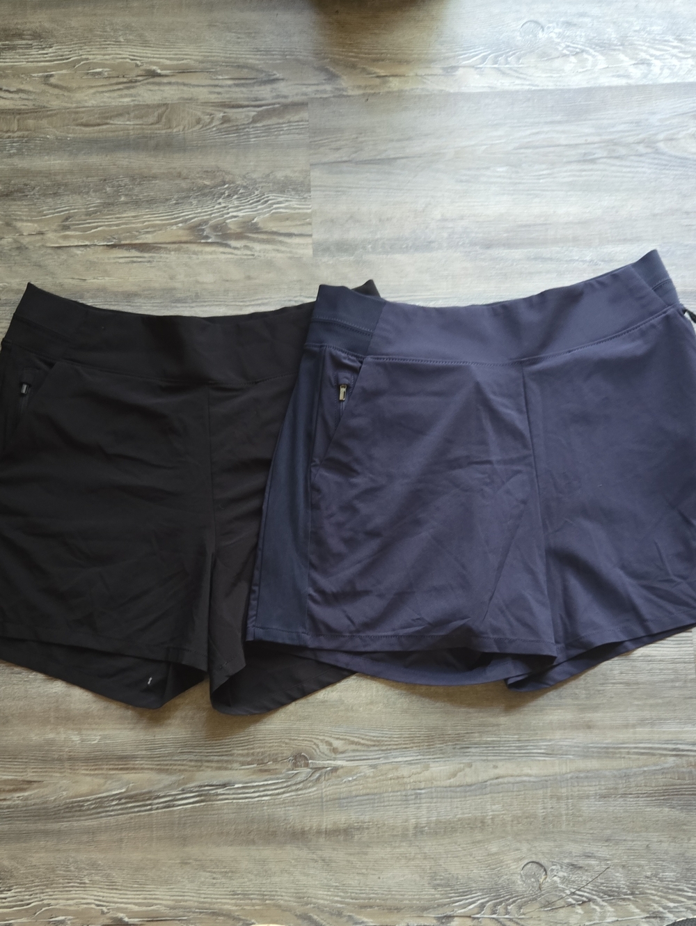 Athleta Black and Navy Active Shorts Pair